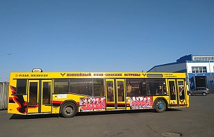 В Пинске пустили автобус с изображением хоккеистов «ястребов»