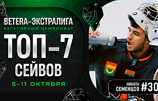 Мама Мия Малкова, клюшка Степанова и другие! Топ-7 сейвов пятой недели Betera-Экстралиги