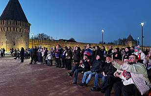 Болельщики «Славутича» следили за игрой с «Лидой» на самом большом экране Смоленска