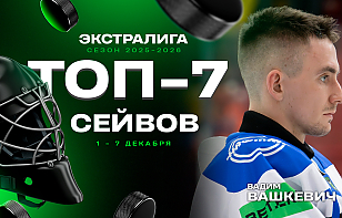 Топ-7 сейвов 13-й недели Экстралиги: Вашкевич, Козловский, Макаров и другие