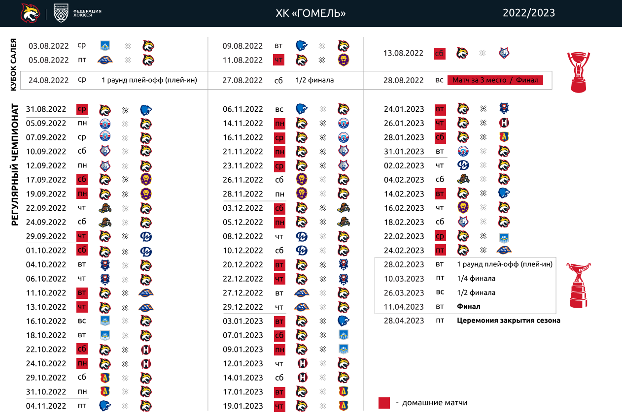 Полный календарь матчей «Гомеля» в сезоне 2022/2023